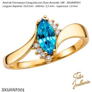Anel de Formatura Conquista em Ouro Amarelo 18K